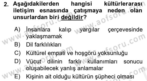 Uluslararası İletişim Dersi 2017 - 2018 Yılı (Final) Dönem Sonu Sınav Soruları 2. Soru