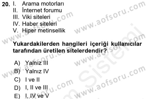Uluslararası İletişim Dersi 2017 - 2018 Yılı (Final) Dönem Sonu Sınav Soruları 20. Soru