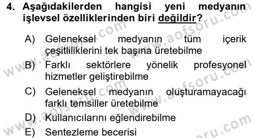 Uluslararası İletişim Dersi 2017 - 2018 Yılı (Final) Dönem Sonu Sınav Soruları 4. Soru