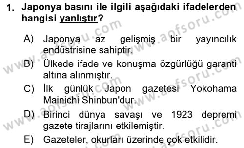 Uluslararası İletişim Dersi 2018 - 2019 Yılı (Vize) Ara Sınav Soruları 1. Soru