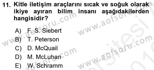Uluslararası İletişim Dersi 2018 - 2019 Yılı (Vize) Ara Sınav Soruları 11. Soru