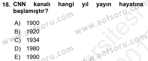 Uluslararası İletişim Dersi 2018 - 2019 Yılı (Vize) Ara Sınav Soruları 18. Soru
