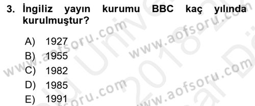 Uluslararası İletişim Dersi 2018 - 2019 Yılı (Vize) Ara Sınav Soruları 3. Soru