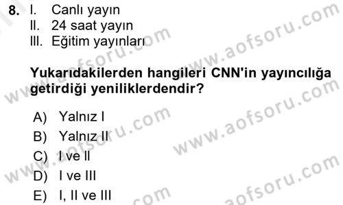 Uluslararası İletişim Dersi 2018 - 2019 Yılı (Vize) Ara Sınav Soruları 8. Soru