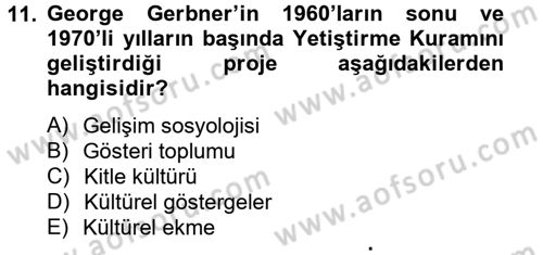 İletişim Kuramları Dersi 2012 - 2013 Yılı (Vize) Ara Sınavı 11. Soru