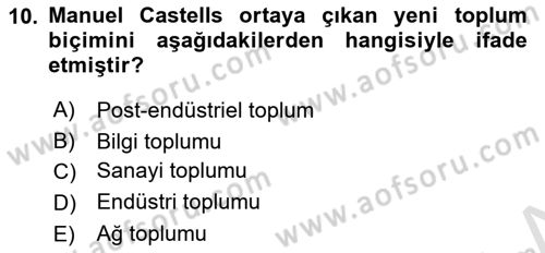 İletişim Kuramları Dersi 2020 - 2021 Yılı Yaz Okulu Sınav Soruları 10. Soru