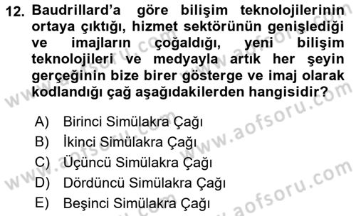 İletişim Kuramları Dersi 2020 - 2021 Yılı Yaz Okulu Sınav Soruları 12. Soru