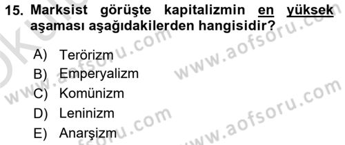 İletişim Kuramları Dersi 2020 - 2021 Yılı Yaz Okulu Sınav Soruları 15. Soru