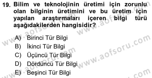 İletişim Kuramları Dersi 2020 - 2021 Yılı Yaz Okulu Sınav Soruları 19. Soru
