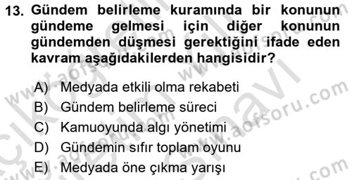 İletişim Kuramları Dersi 2021 - 2022 Yılı (Vize) Ara Sınav Soruları 13. Soru