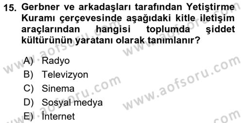 İletişim Kuramları Dersi 2021 - 2022 Yılı (Vize) Ara Sınav Soruları 15. Soru