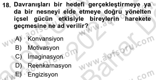 İletişim Kuramları Dersi 2021 - 2022 Yılı (Vize) Ara Sınav Soruları 18. Soru