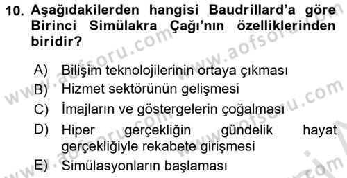 İletişim Kuramları Dersi 2021 - 2022 Yılı (Final) Dönem Sonu Sınav Soruları 10. Soru