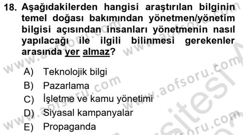 İletişim Kuramları Dersi 2021 - 2022 Yılı (Final) Dönem Sonu Sınav Soruları 18. Soru