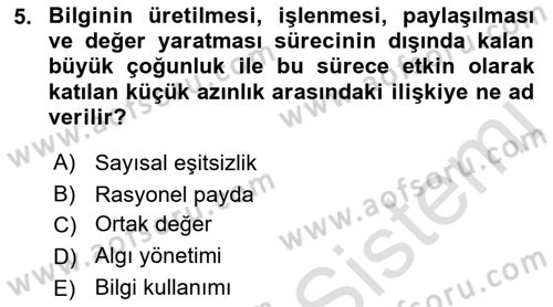 İletişim Kuramları Dersi 2021 - 2022 Yılı (Final) Dönem Sonu Sınav Soruları 5. Soru