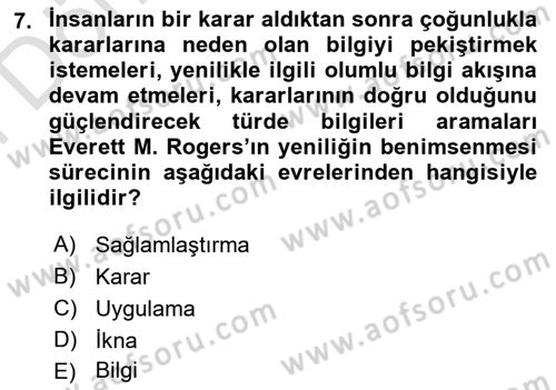 İletişim Kuramları Dersi 2021 - 2022 Yılı (Final) Dönem Sonu Sınav Soruları 7. Soru
