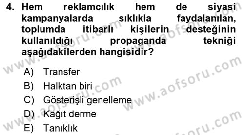 İletişim Kuramları Dersi 2021 - 2022 Yılı Yaz Okulu Sınav Soruları 4. Soru