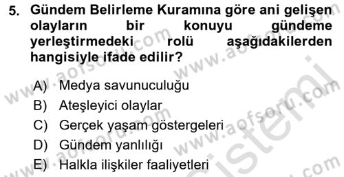 İletişim Kuramları Dersi 2021 - 2022 Yılı Yaz Okulu Sınav Soruları 5. Soru