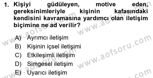 İletişim Kuramları Dersi 2022 - 2023 Yılı Yaz Okulu Sınav Soruları 1. Soru