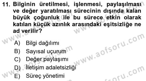 İletişim Kuramları Dersi 2022 - 2023 Yılı Yaz Okulu Sınav Soruları 11. Soru