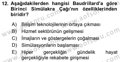 İletişim Kuramları Dersi 2022 - 2023 Yılı Yaz Okulu Sınav Soruları 12. Soru