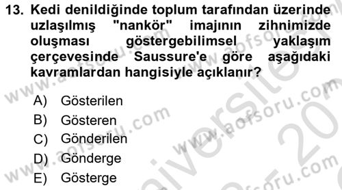 İletişim Kuramları Dersi 2022 - 2023 Yılı Yaz Okulu Sınav Soruları 13. Soru