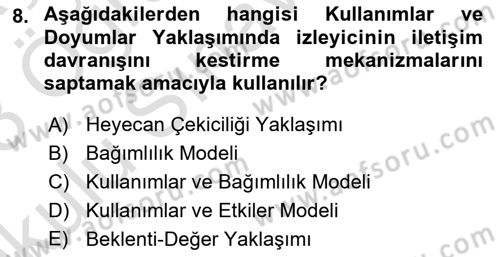İletişim Kuramları Dersi 2022 - 2023 Yılı Yaz Okulu Sınav Soruları 8. Soru