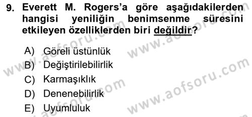 İletişim Kuramları Dersi 2022 - 2023 Yılı Yaz Okulu Sınav Soruları 9. Soru