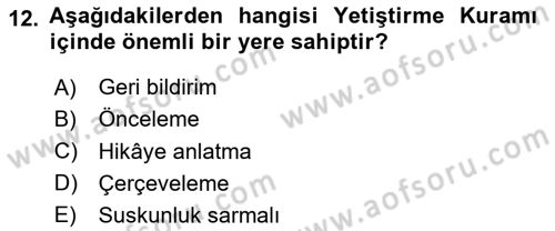İletişim Kuramları Dersi 2023 - 2024 Yılı (Vize) Ara Sınav Soruları 12. Soru