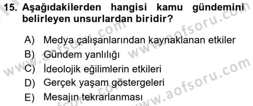 İletişim Kuramları Dersi 2023 - 2024 Yılı (Vize) Ara Sınav Soruları 15. Soru