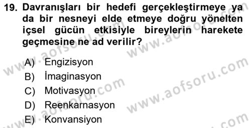 İletişim Kuramları Dersi 2023 - 2024 Yılı (Vize) Ara Sınav Soruları 19. Soru