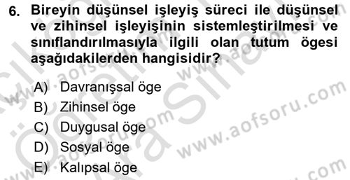 İletişim Kuramları Dersi 2023 - 2024 Yılı (Vize) Ara Sınav Soruları 6. Soru
