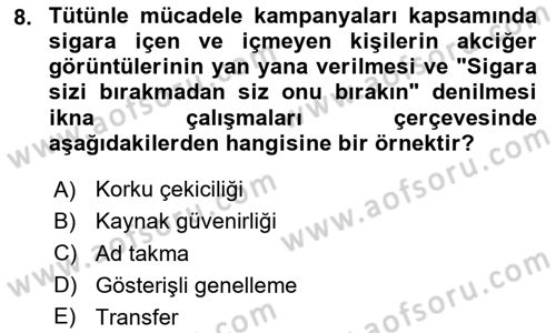 İletişim Kuramları Dersi 2023 - 2024 Yılı (Vize) Ara Sınav Soruları 8. Soru