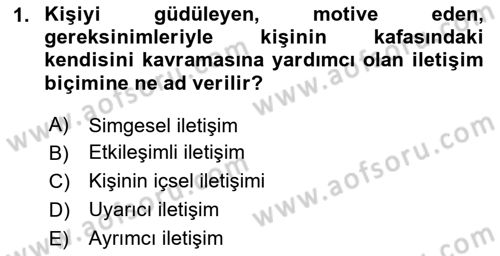 İletişim Kuramları Dersi 2023 - 2024 Yılı (Final) Dönem Sonu Sınav Soruları 1. Soru