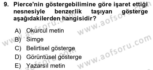 İletişim Kuramları Dersi 2023 - 2024 Yılı (Final) Dönem Sonu Sınav Soruları 9. Soru
