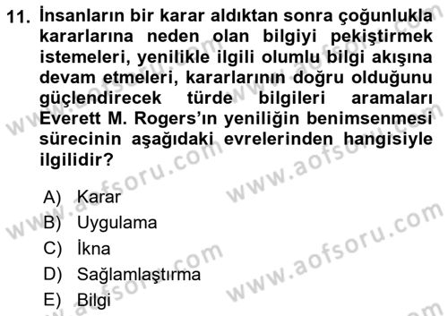İletişim Kuramları Dersi 2023 - 2024 Yılı Yaz Okulu Sınav Soruları 11. Soru