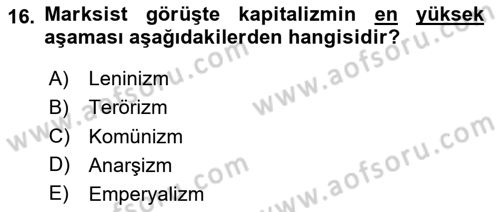 İletişim Kuramları Dersi 2023 - 2024 Yılı Yaz Okulu Sınav Soruları 16. Soru
