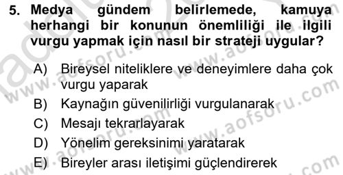 İletişim Kuramları Dersi 2023 - 2024 Yılı Yaz Okulu Sınav Soruları 5. Soru