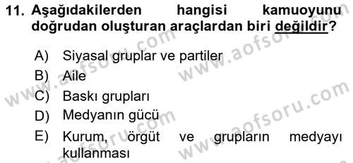 İletişim Kuramları Dersi 2024 - 2025 Yılı (Vize) Ara Sınav Soruları 11. Soru