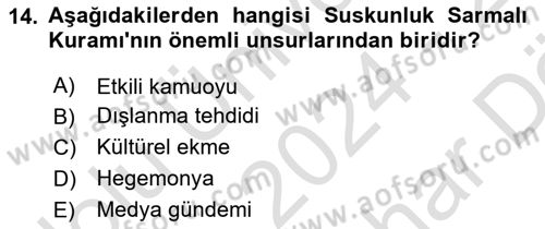 İletişim Kuramları Dersi 2024 - 2025 Yılı (Vize) Ara Sınav Soruları 14. Soru