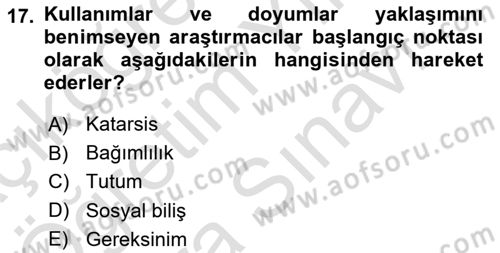 İletişim Kuramları Dersi 2024 - 2025 Yılı (Vize) Ara Sınav Soruları 17. Soru