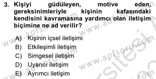 İletişim Kuramları Dersi 2024 - 2025 Yılı (Vize) Ara Sınav Soruları 3. Soru
