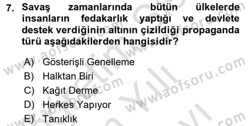 İletişim Kuramları Dersi 2024 - 2025 Yılı (Vize) Ara Sınav Soruları 7. Soru