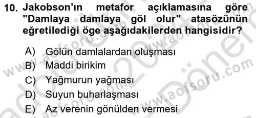 İletişim Kuramları Dersi 2024 - 2025 Yılı (Final) Dönem Sonu Sınav Soruları 10. Soru