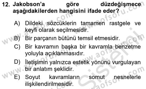 İletişim Kuramları Dersi 2024 - 2025 Yılı (Final) Dönem Sonu Sınav Soruları 12. Soru