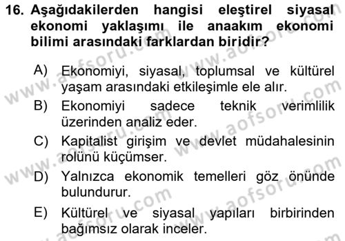 İletişim Kuramları Dersi 2024 - 2025 Yılı (Final) Dönem Sonu Sınav Soruları 16. Soru