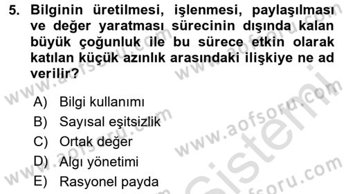 İletişim Kuramları Dersi 2024 - 2025 Yılı (Final) Dönem Sonu Sınav Soruları 5. Soru