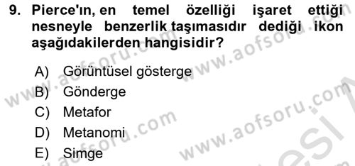 İletişim Kuramları Dersi Dönem Sonu Sınavı Deneme Sınav Soruları 9. Soru