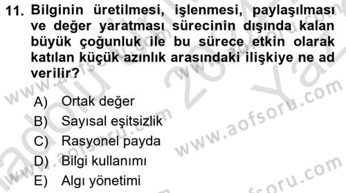 İletişim Kuramları Dersi 2024 - 2025 Yılı Yaz Okulu Sınav Soruları 11. Soru