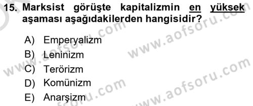 İletişim Kuramları Dersi 2024 - 2025 Yılı Yaz Okulu Sınav Soruları 15. Soru